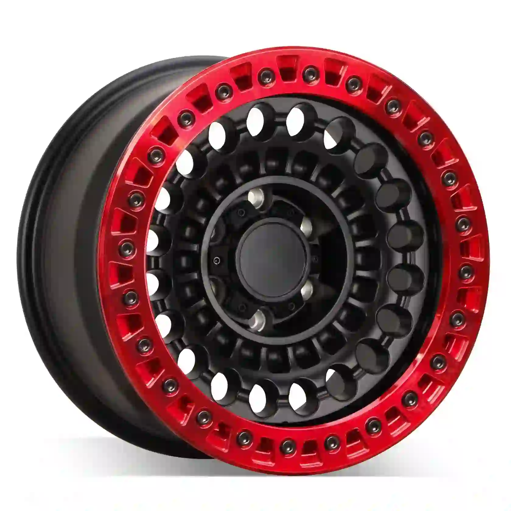 Style 2: Left view of beadlock forged alloy wheels 6X139.7 5X127 5X114.3 4x4 trucks SUVs black rims for Nissan Patrol Lexus GX460 GX550 Toyota Tacoma Ford F-150