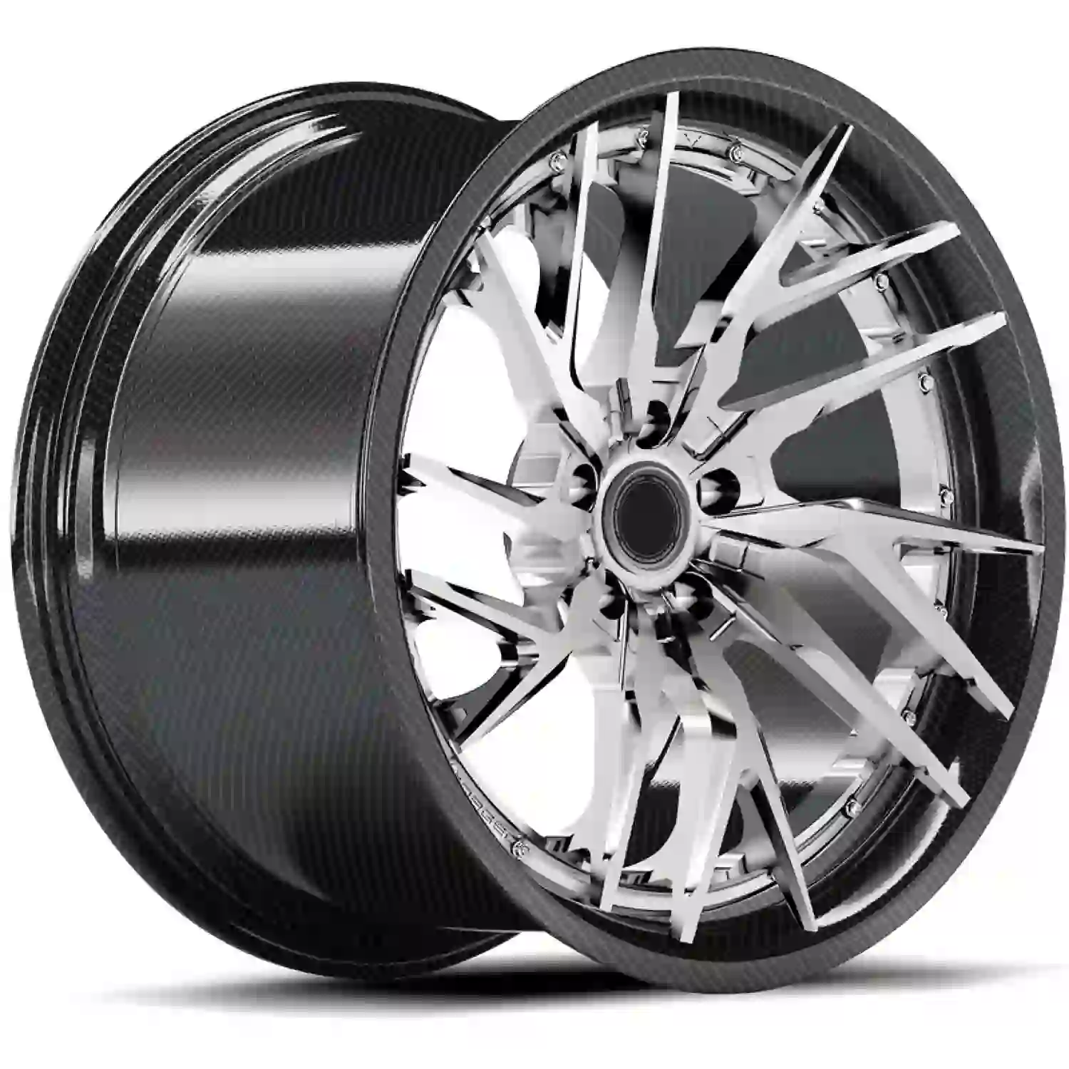 Left view of carbon fiber forged alloy 18-24 inch silver wheels rims for Porsche and Mercedes