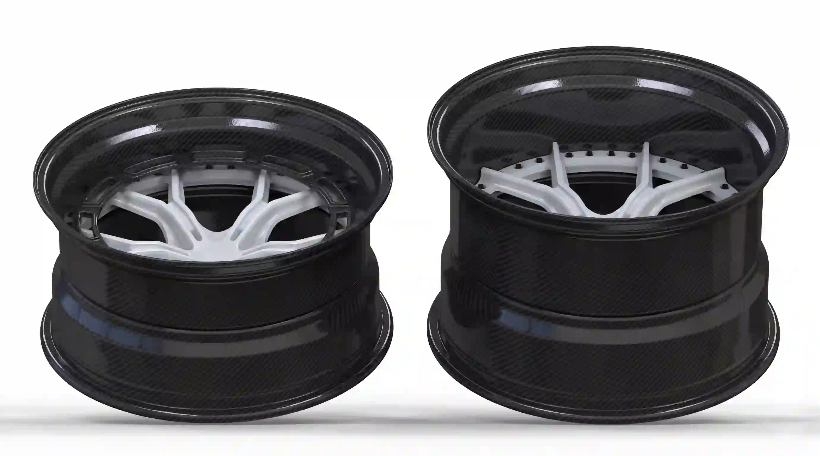 Different sizes of deep dish forged carbon fiber wheels for BMW M3 Porsche 911 Lamborghini Huracan EVO Lp600 Gallardo Ferrari F458 488 F8 SF90 Audi R8 Lotus Evora Emira McLaren 570s 720s