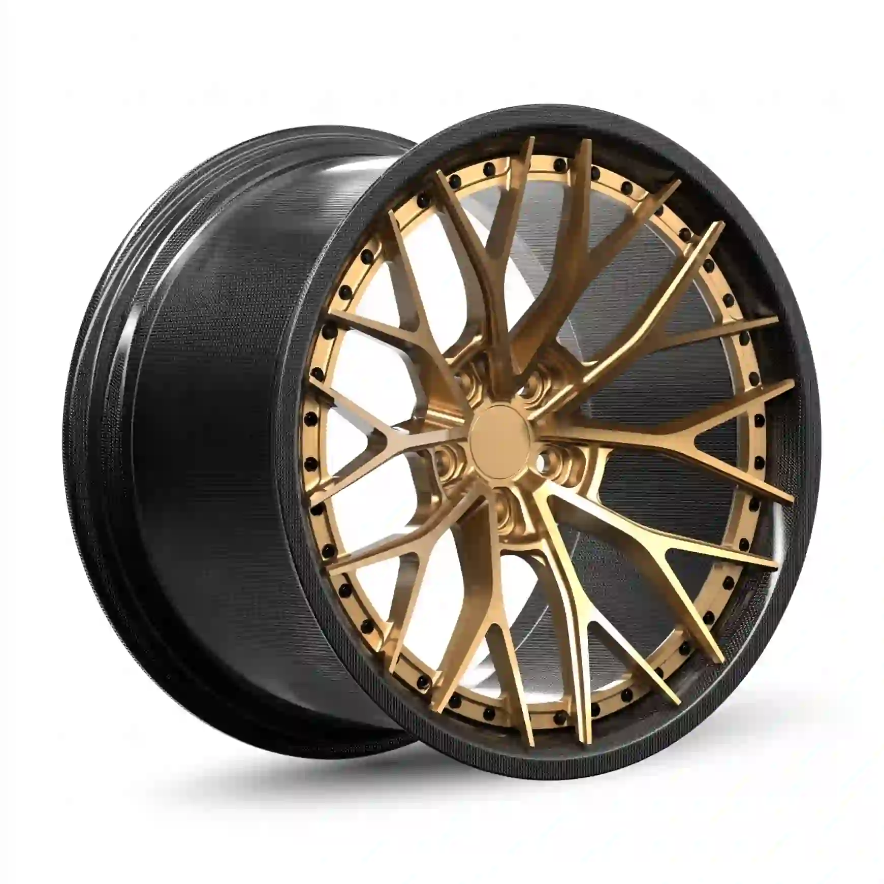 Style2:Carbon fiber two-piece forged gold wheels rims 18-24 inch 5x112 and 5x114.3 for Mercedes-Benz G-Class W463 W463A W464 G55 G63 G350D G500 G550 L460 L461