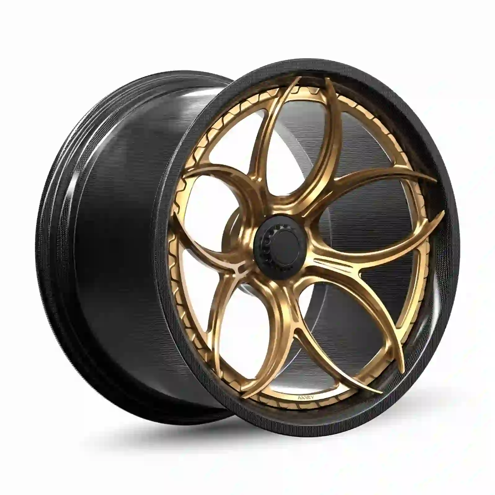 Style 1:Left view of best selling 2-piece forged carbon fiber gold wheels for Porsche 911 991 Carrera S 4S Turbo S Targa GT2 GT3 RS GTS