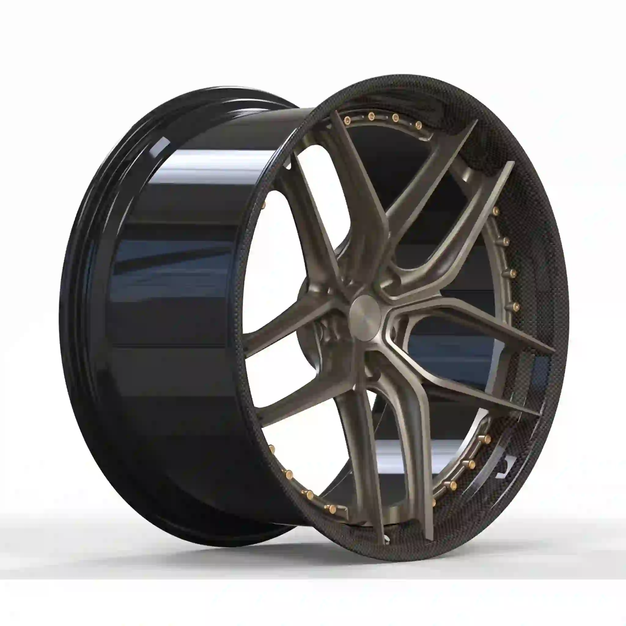 Left view of high-end carbon fiber brown wheels 17 18 19 20 21 22 inch for all passenger car