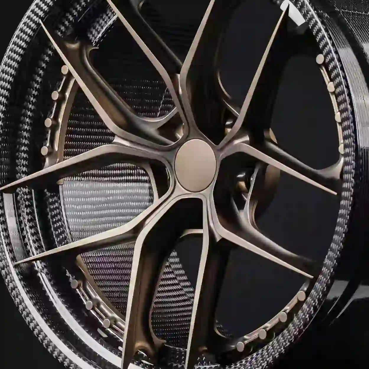 Real shot right view of high-end carbon fiber wheels 17 18 19 20 21 22 inch for all passenger car