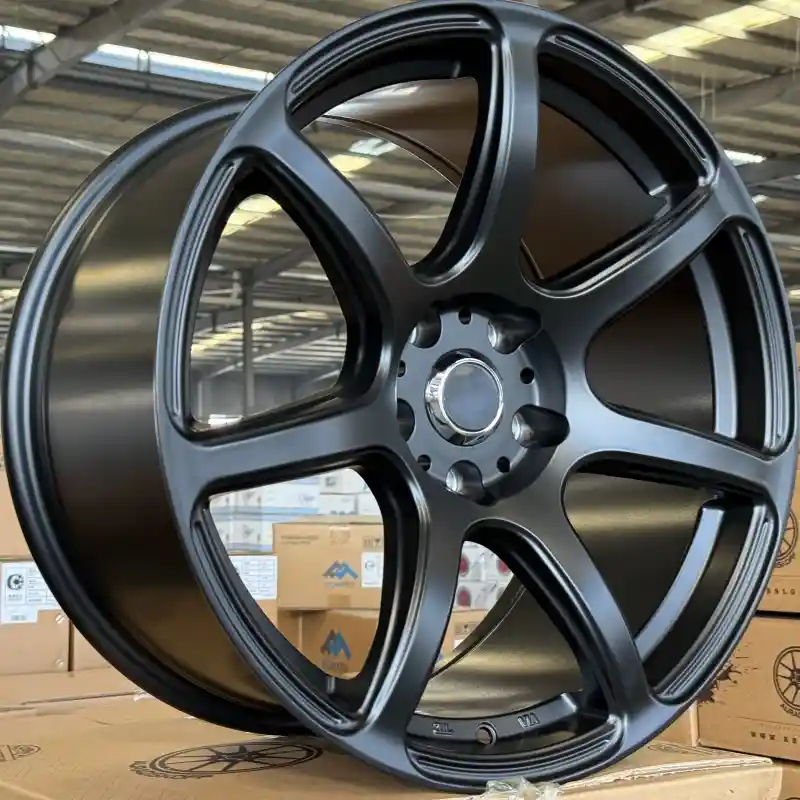 Left view of cast aluminum rims 18 Inch deep concave black wheels for Ford Fusion Honda HRV Toyota Lexus and Mercedes-Benz W211