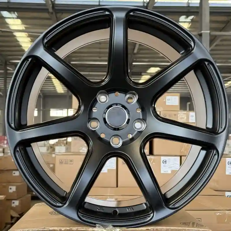 Front view of cast aluminum rims 18 Inch deep concave black wheels for Ford Fusion Honda HRV Toyota Lexus and Mercedes-Benz W211