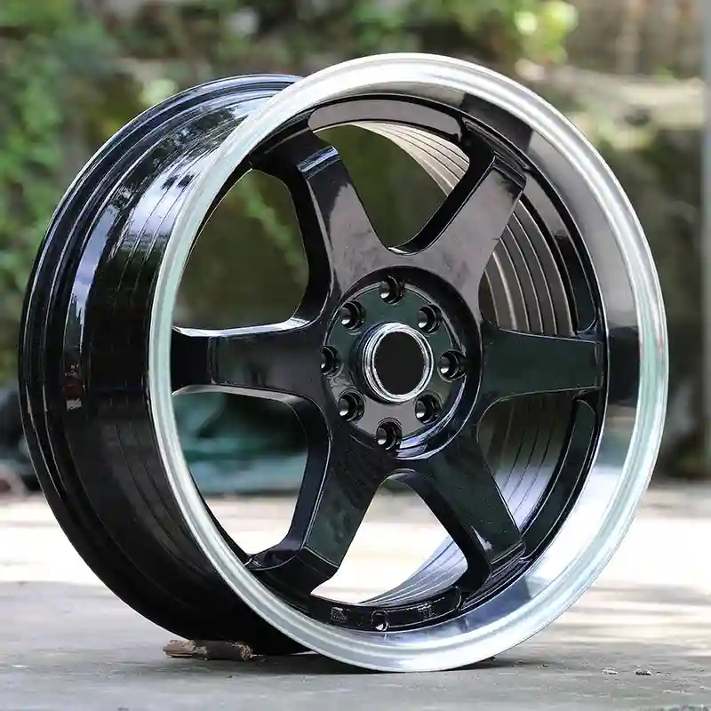 Real photo: Left view of cast black 15 16 17 18 inch wheels aluminum alloy aftermarket mag rims for passenger car