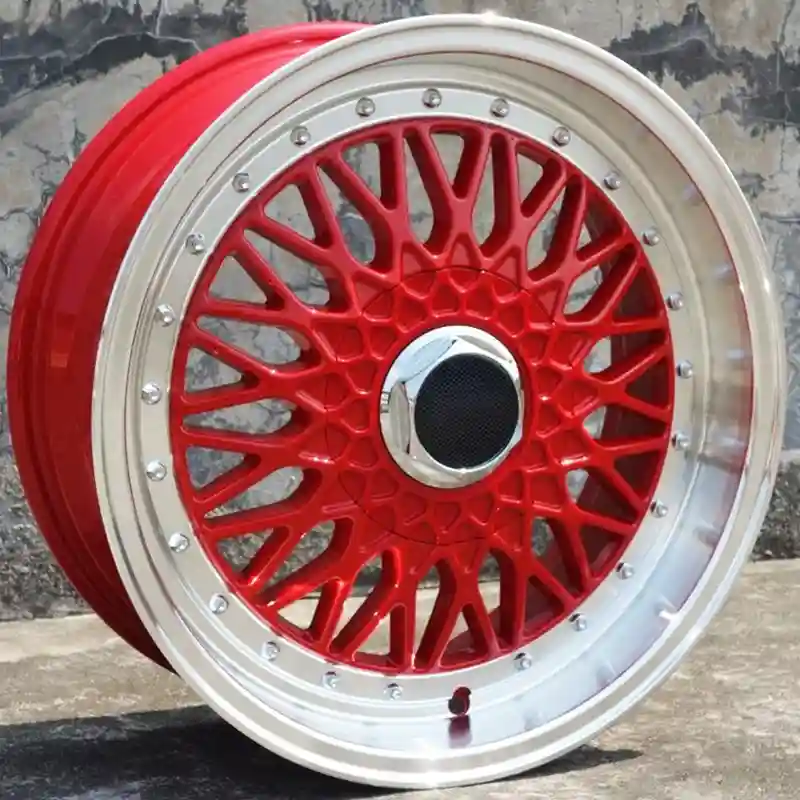 Left view of gravity cast aluminum alloy 18 to 24 inch red multi-spoke rims