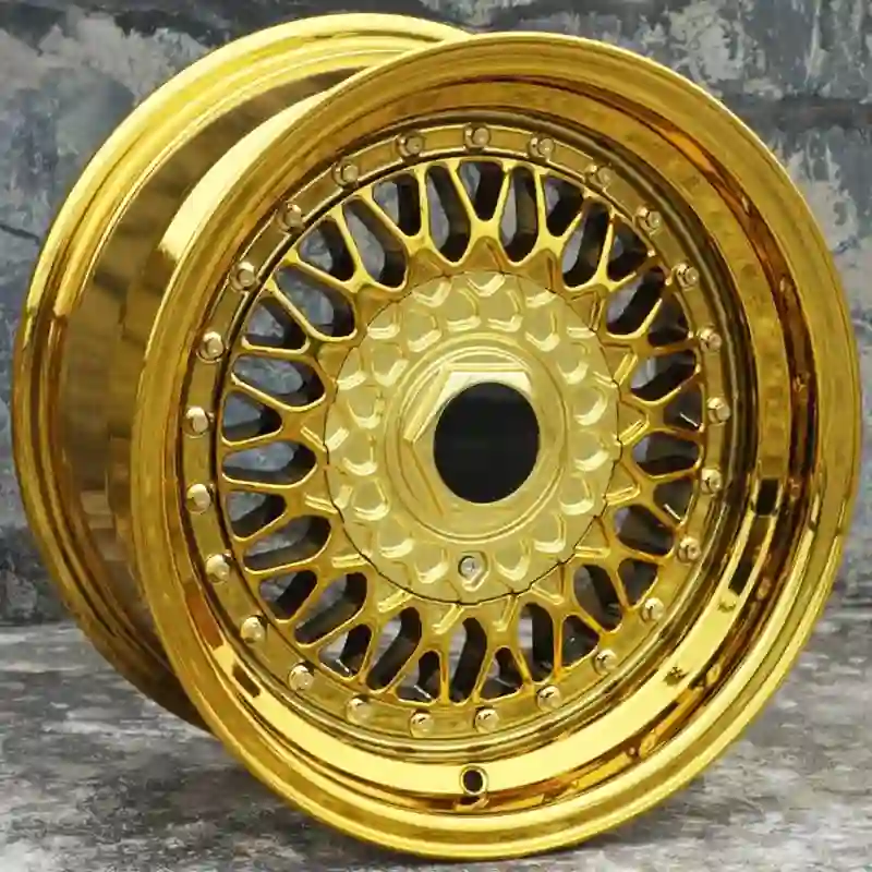 Left view of gravity cast aluminum alloy 18 to 24 inch gold multi-spoke rims
