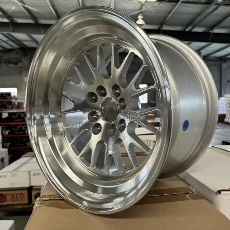 Real photo right view of Vertex 15 inch cast aluminum deep dish wheels 4x100 4x114.3 PCD for car modifications and upgrades