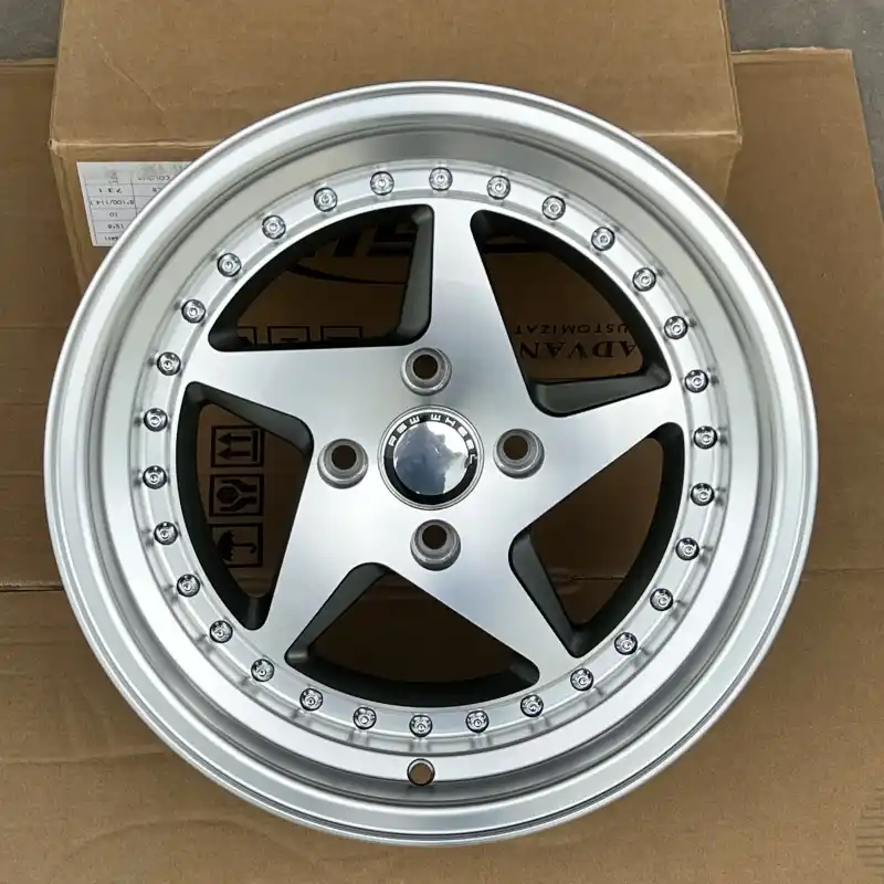 Real photo:Front view of cast alloy rims silver wheels 4X100mm 15-20 inch for Miata Suzuki Jegs Spiders