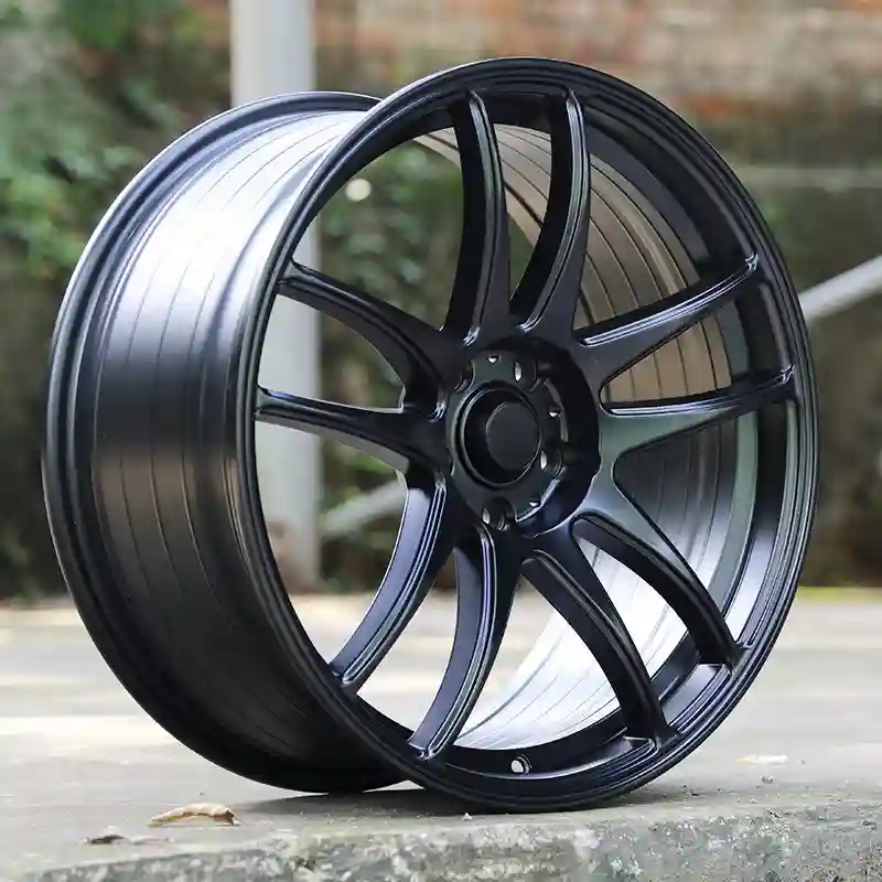 Real photo left view of 2026 latest cast aluminum alloy wheels in 16 17 18 inch 4x100 5x114.3 matte black rims