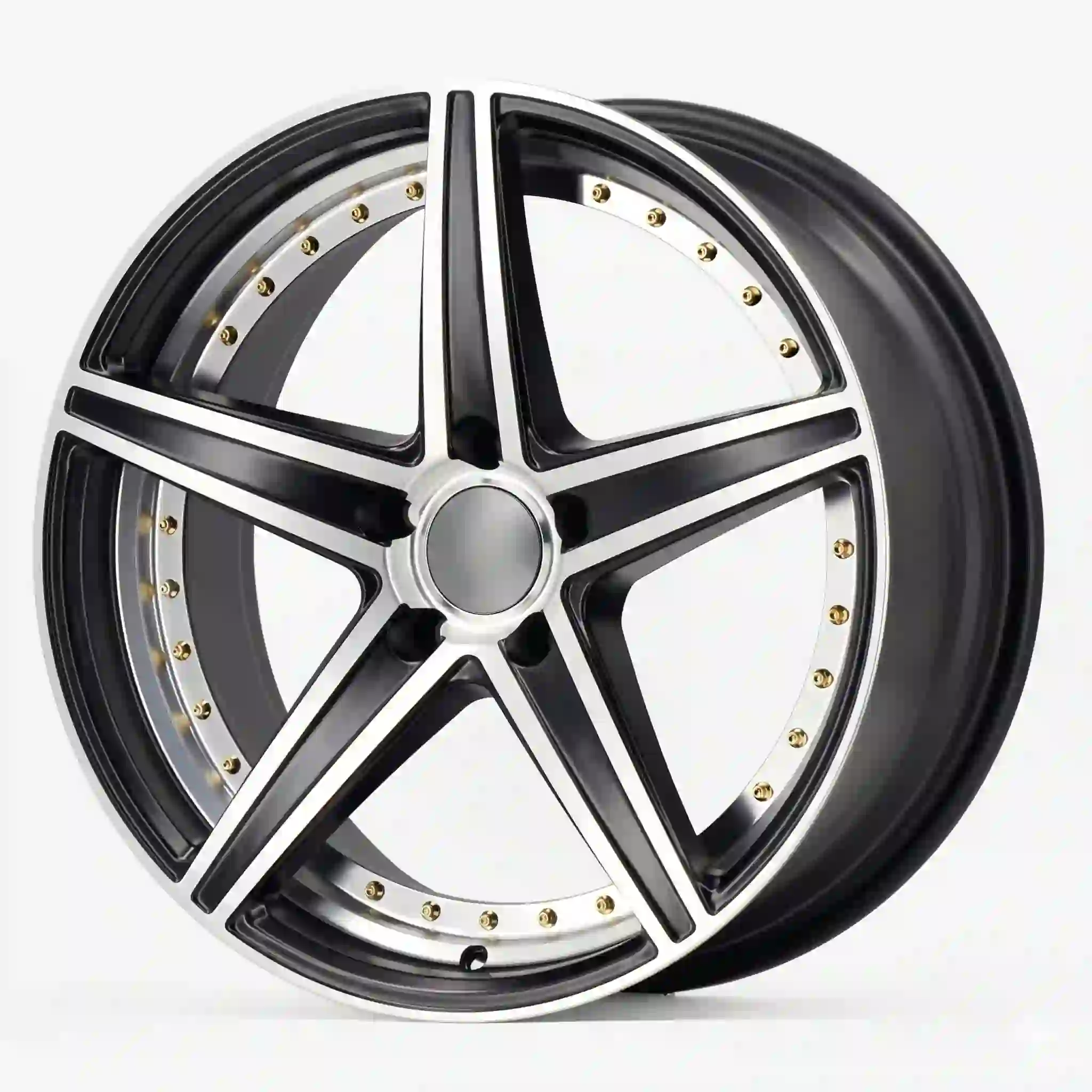 Right view of new design five spoke 5x108 18 inch rims cast aluminum alloy black wheels