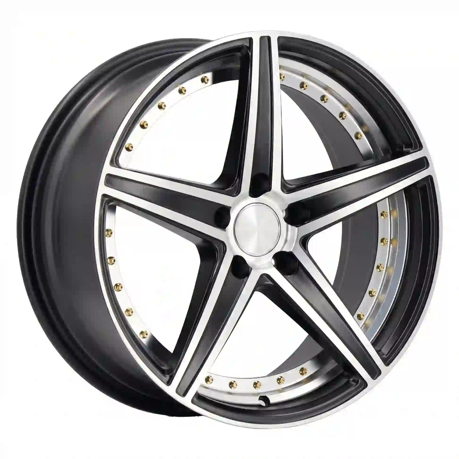 Left view of new design five spoke 5x108 18 inch rims cast aluminum alloy black wheels