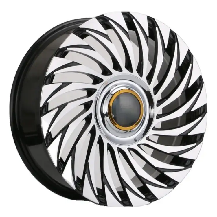 Left view of 18X8 inch casting aluminum alloy wheels PCD 5x112 5x114.3 multi-spoke black silver polished rims