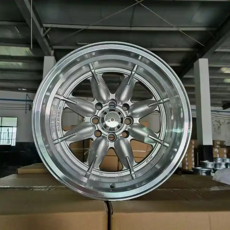 Real photo front view of classic deep dish cast alloy wheels 8x100/8x114.3  with 8 holes custom silver rims