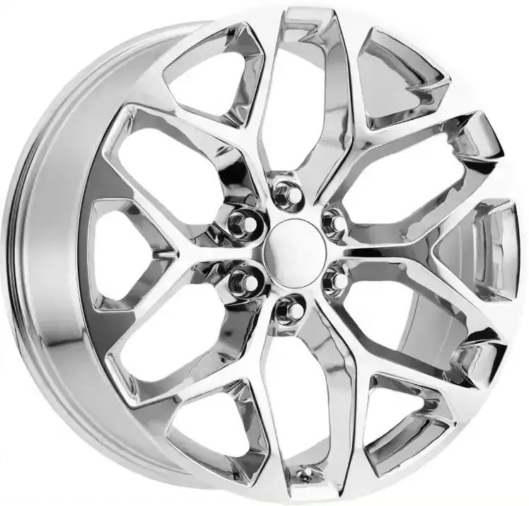 Left view of casting aluminum alloy snowflake style 18-24 inch chrome silver wheels for Chevy Silverado Suburban Tahoe Z71 GMC Sieer