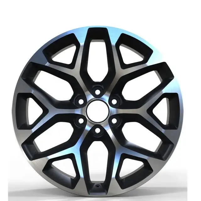 Front view of casting aluminum alloy snowflake style 18-24 inch chrome black wheels for Chevy Silverado Suburban Tahoe Z71 GMC Sieer