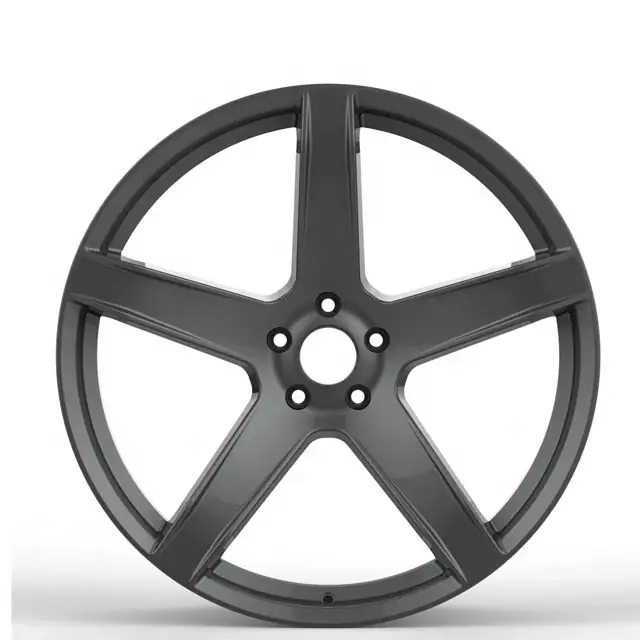 Front view of te37 racing car matte black rims 5x112 cast alloy wheels 18-24inch for vw Tesla Modle 3 Y X