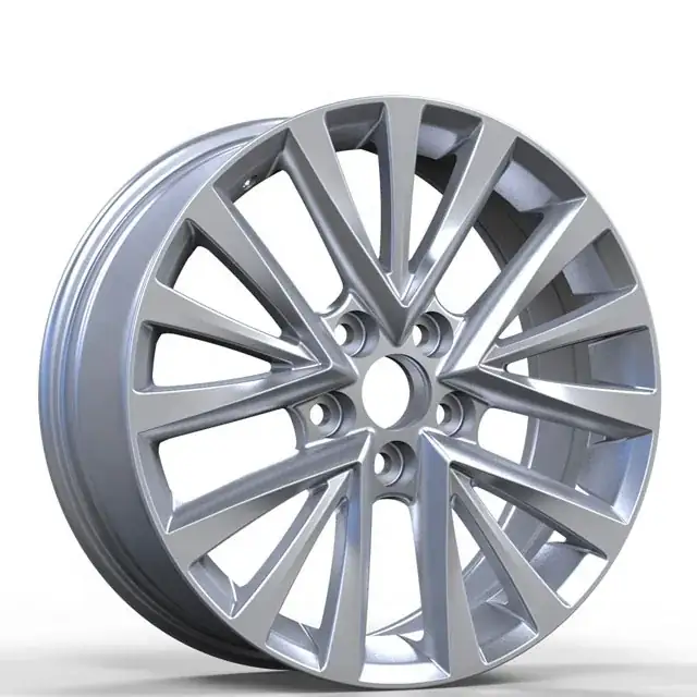 Left view of cast aluminum alloy pcd114.3 15 16 17 inch wheels multi spoke matte silver rims for Toyota