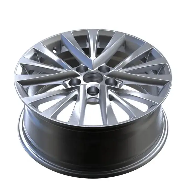 Top view of cast aluminum alloy pcd114.3 15 16 17 inch wheels multi spoke matte silver rims for Toyota