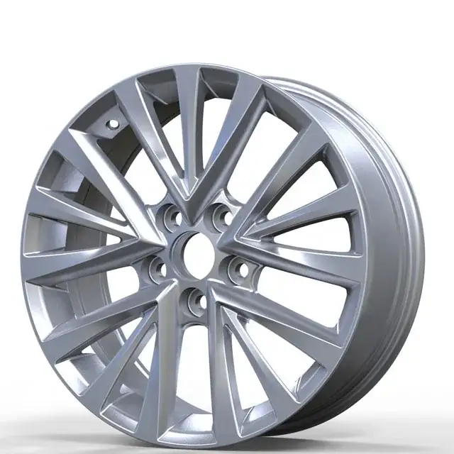 Right view of cast aluminum alloy pcd114.3 15 16 17 inch wheels multi spoke matte silver rims for Toyota