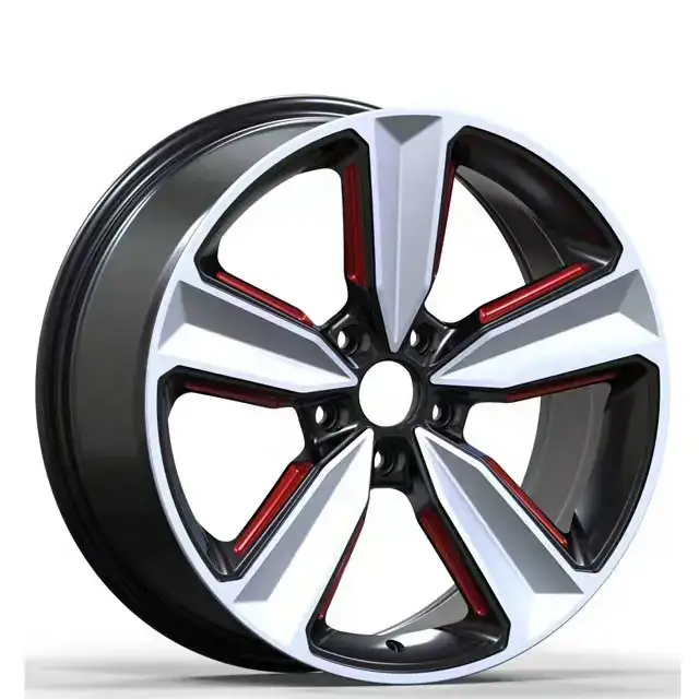 Left view of 2026 new cast aluminum alloy wheels 16-24inch deep dish 5x112 5x120 5x114.3 red rims for any passenger cars