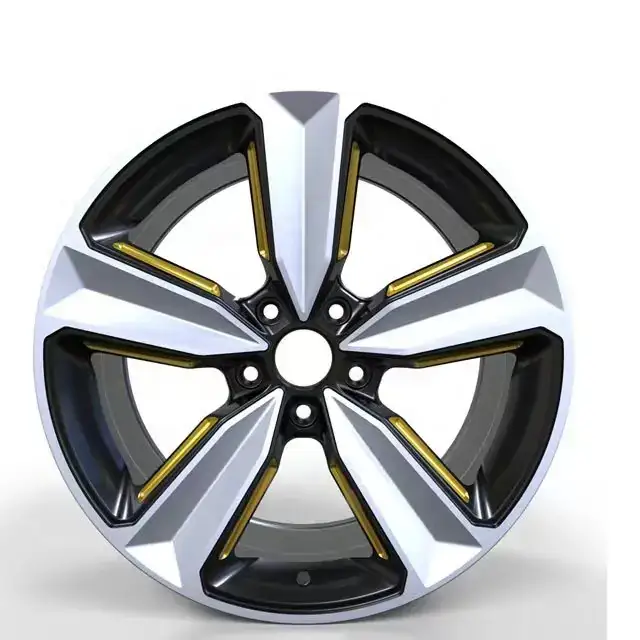 Front view of 2026 new cast aluminum alloy wheels 16-24inch deep dish 5x112 5x120 5x114.3 yellow rims for any passenger cars