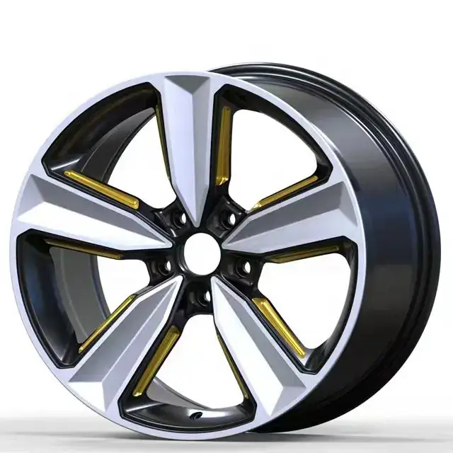 Right view of 2026 new cast aluminum alloy wheels 16-24inch deep dish 5x112 5x120 5x114.3 yellow rims for any passenger cars