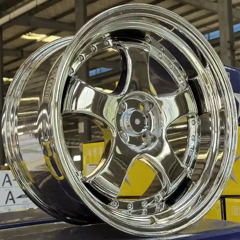 Real shot left view of deep dish 5-spoke 18 inch cast aluminum wheels for Toyota Prius 2018