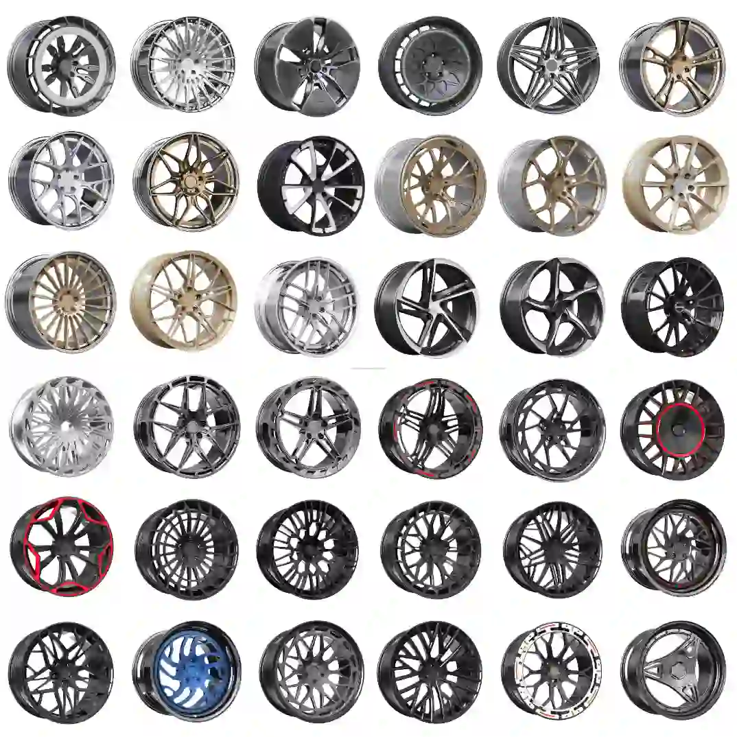 Various combinations of wheel hub styles
