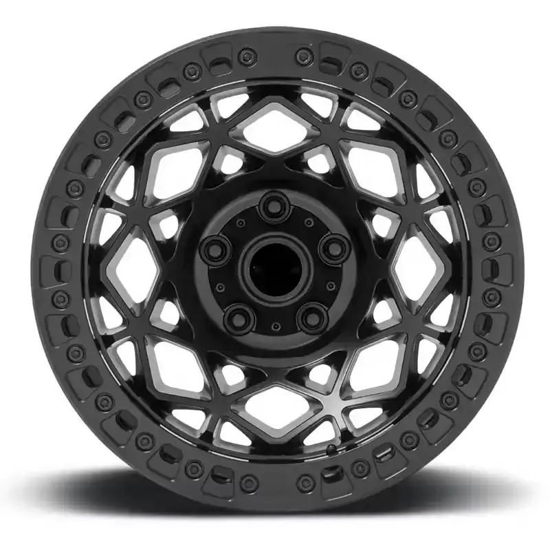 Front view of customizable 17inch 6x139.7 offroad aluminum alloy mesh wheel rims