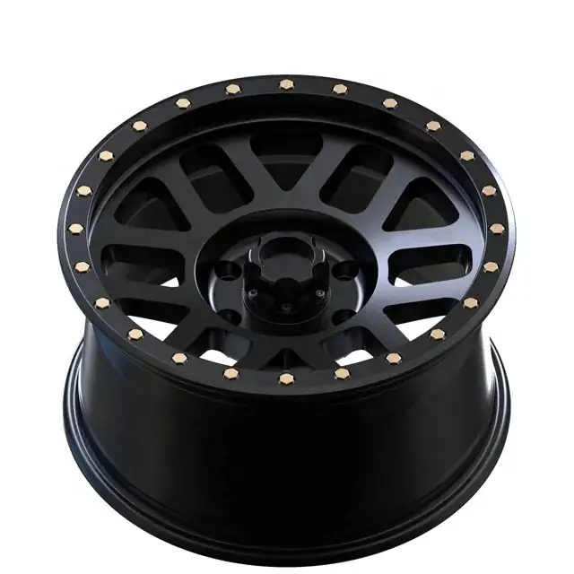 Top view of black alloy 5 6 hole wheels 17inch 6x139.7 for 4x4 off-road rims