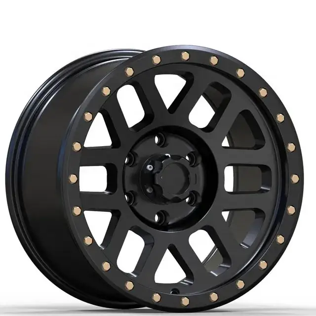 Left view of black alloy 5 6 hole wheels 17inch 6x139.7 for 4x4 off-road rims