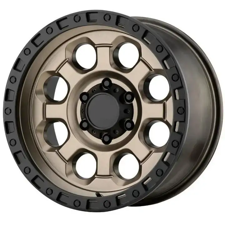 Right view of aftermarket off-road wheels 6x139.7 cast aluminum alloy rims for Toyota Land Cruiser Hilux