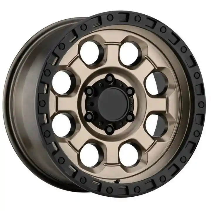 Left view of aftermarket off-road wheels 6x139.7 cast aluminum alloy rims for Toyota Land Cruiser Hilux
