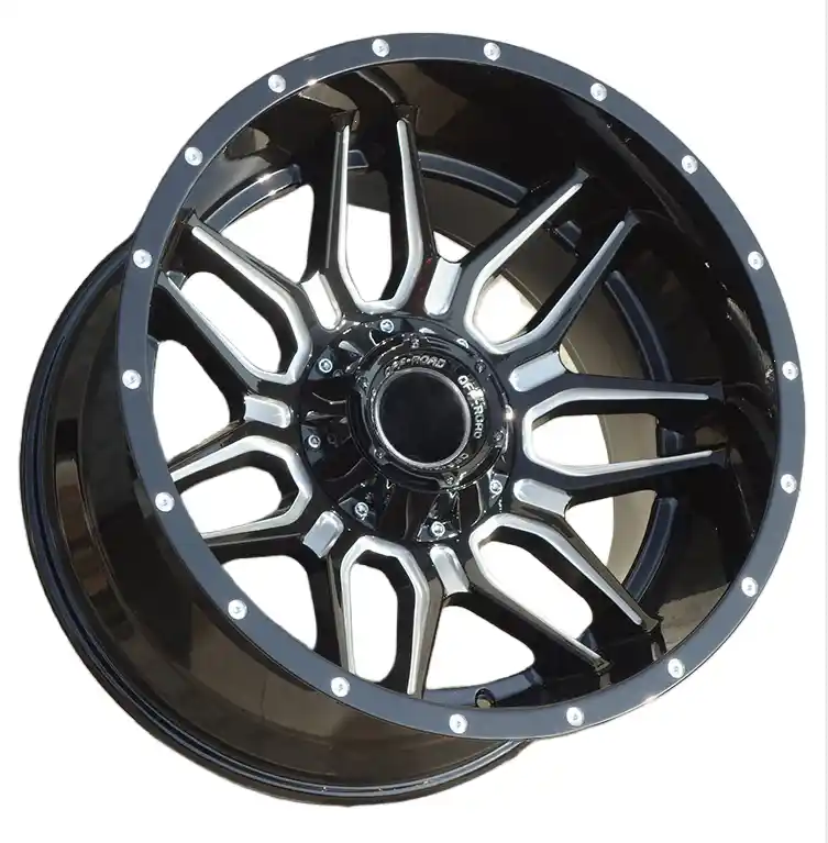 Oblique profile view of new deep concave cast aluminum off-road wheels for Toyota Chevy GMC rims