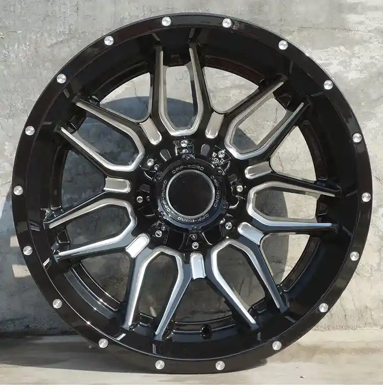 Real front shot of new deep concave cast aluminum off-road wheels for Toyota Chevy GMC rims