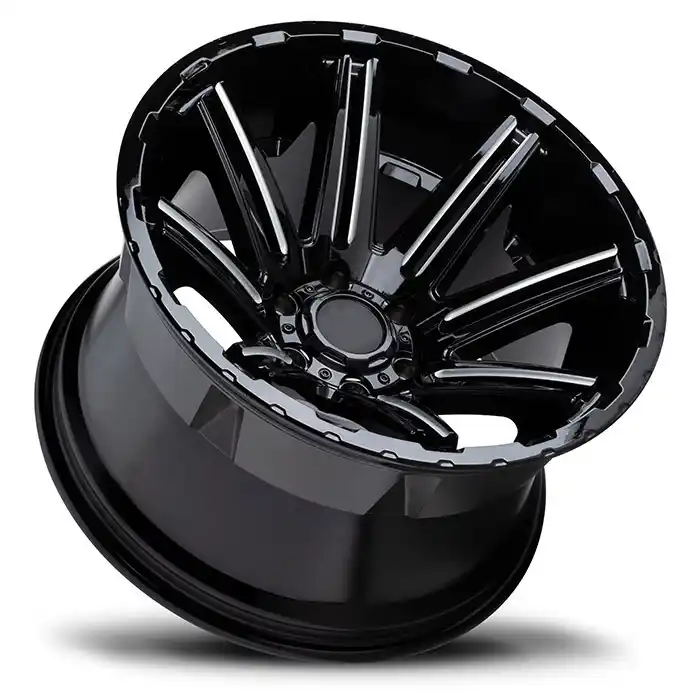 Oblique profile view of forged aluminum alloy OffRoad wheels 17 18 19 20 inch rims for Jeep Wrangler Cherokee