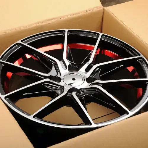 Detail diagram of cast aluminum alloy 18 inch offroad black red wheels for Honda Toyota Nissan Subaru VW Audi