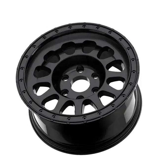 Oblique profile view of deep concave offroad 17 inch wheels for pickup off-road suv passenger cars