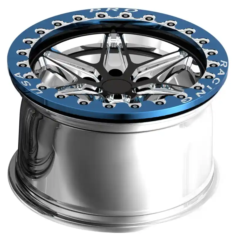 Top view of 17-inch 6 holes 6x135 blue rims forged alloy off-road wheels for the Ford F-150 2026