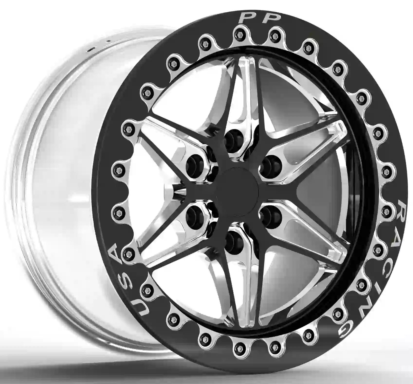 Left view of 17-inch 6 holes 6x135 black rims forged alloy off-road wheels for the Ford F-150 2026