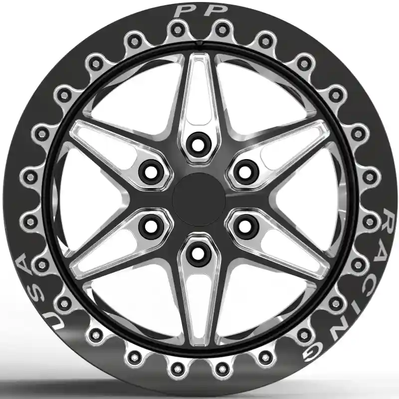 Front view of 17-inch 6 holes 6x135 black rims forged alloy off-road wheels for the Ford F-150 2026