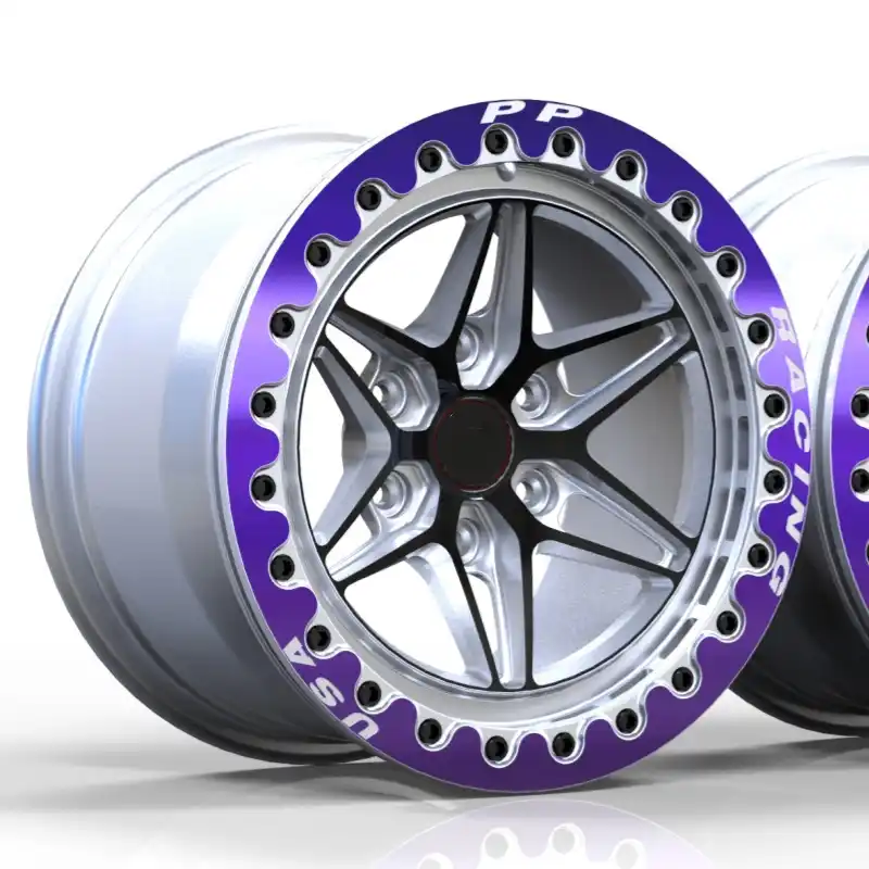 Left view of forged deep concave 17-24inch 6x135 purple silver offroad wheels  for Ford F150 2024