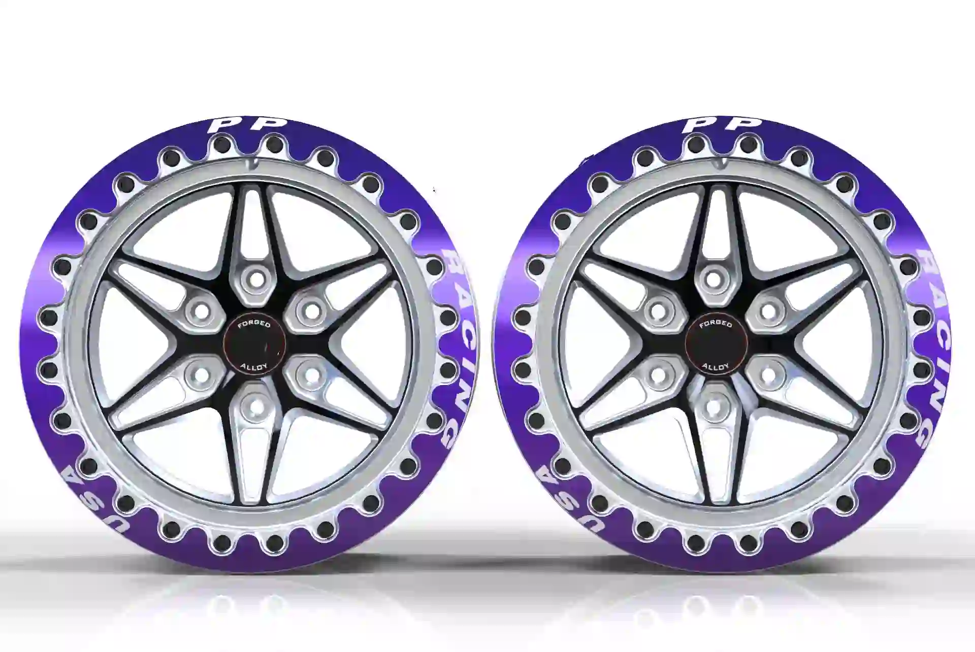 Front view of forged deep concave 17-24inch 6x135 purple silver offroad wheels  for Ford F150 2024