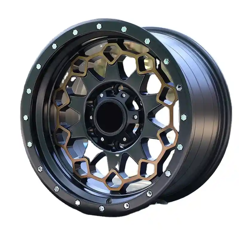 Right view of Vertex offroad cast aluminum alloy 5x127 6x139.7 wheels matte black bronze accents for suvs and 4x4 vehicles