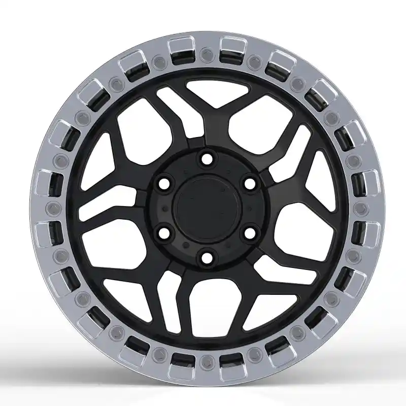 Front view of new design forged offroad black hubs for Mazda BT-50 Pickup Suv