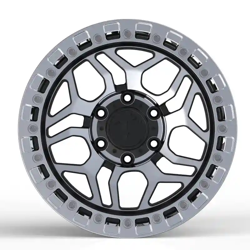 Front view of new design forged offroad silver hubs for Mazda BT-50 Pickup Suv