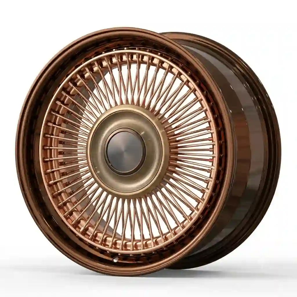 Right view:Forged spoke wire aluminum alloy wheels rose gold rims for Porsche 911 BMW M4 M5 cadillac Ats Coupe