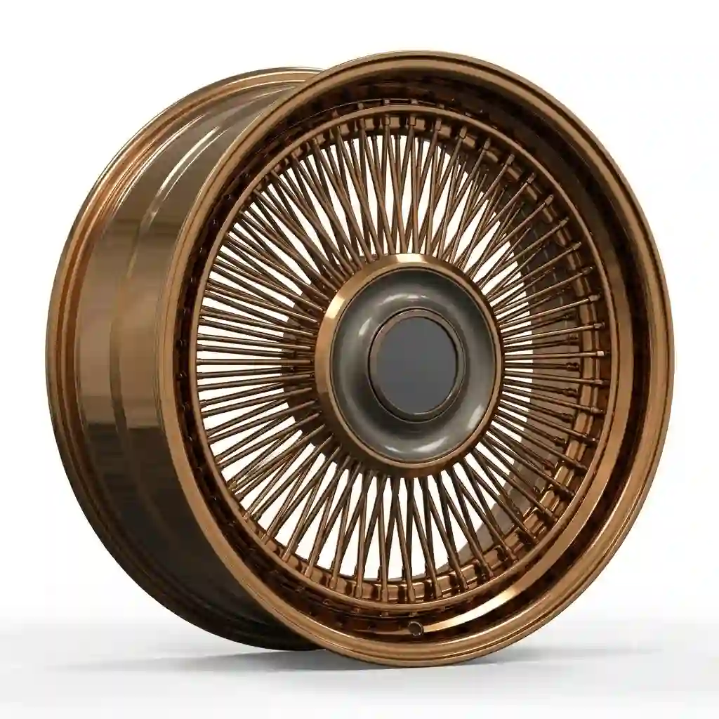 Left view:Forged spoke wire aluminum alloy wheels rose gold rims for Porsche 911 BMW M4 M5 cadillac Ats Coupe